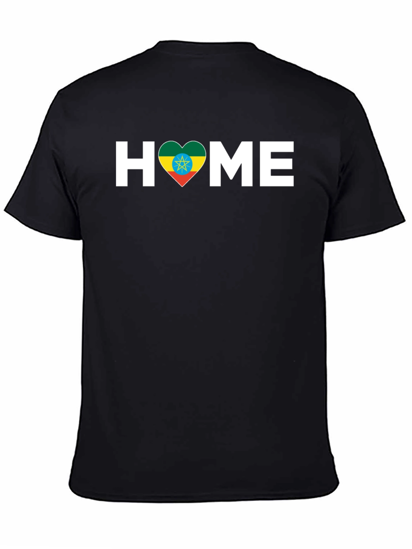 Ethiopian Flag Heart HOME T-Shirt - Black