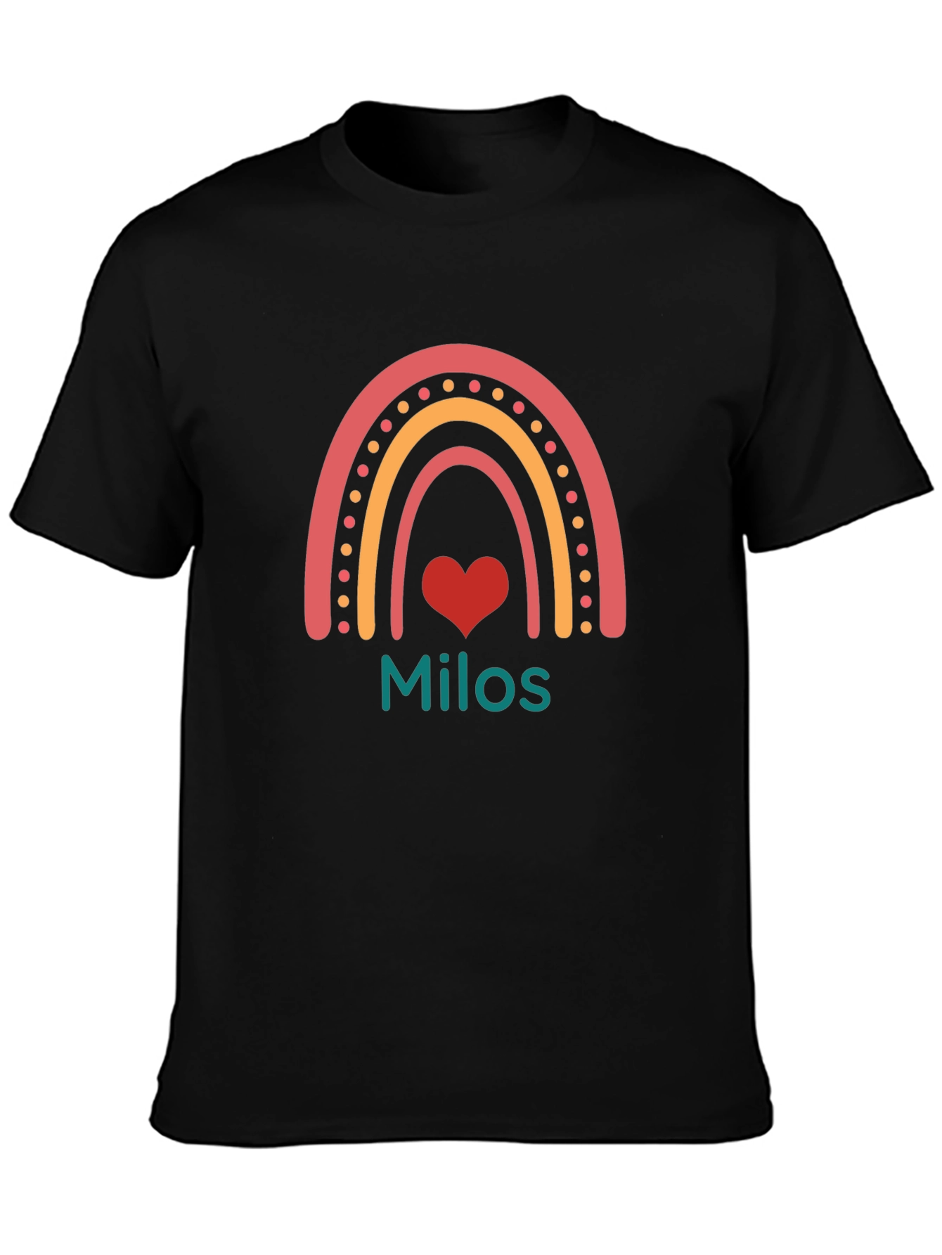 Rainbow Milos Personalized Black T-Shirt