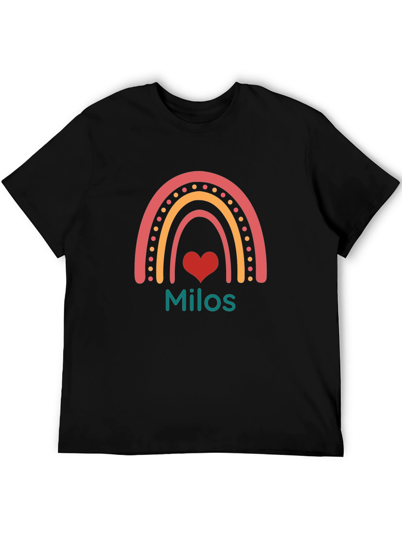 Rainbow Milos Personalized Black T-Shirt