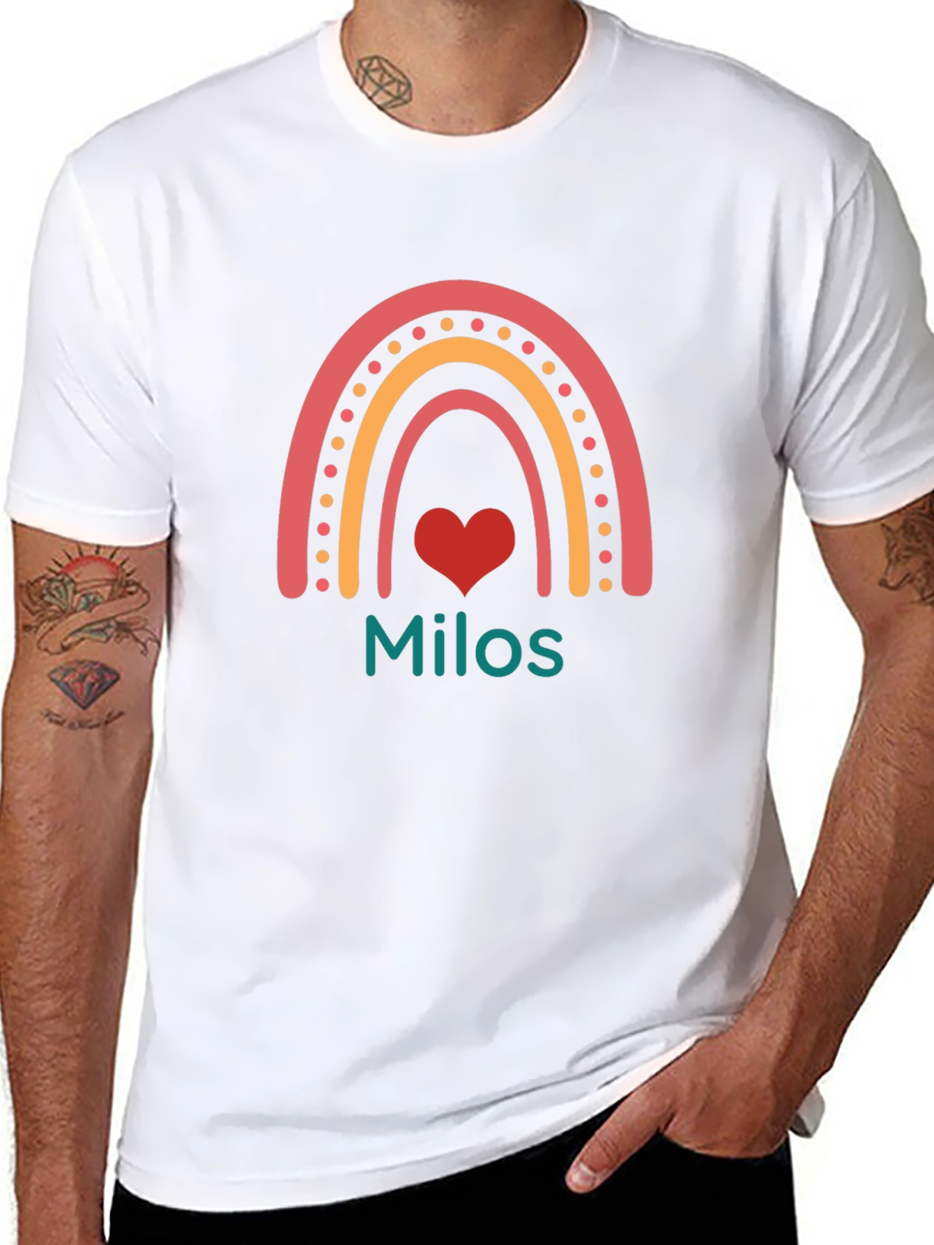 Rainbow Milos Personalized Black T-Shirt