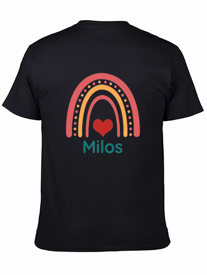 Rainbow Milos Personalized Black T-Shirt