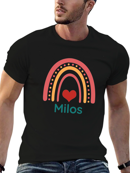 Rainbow Milos Personalized Black T-Shirt