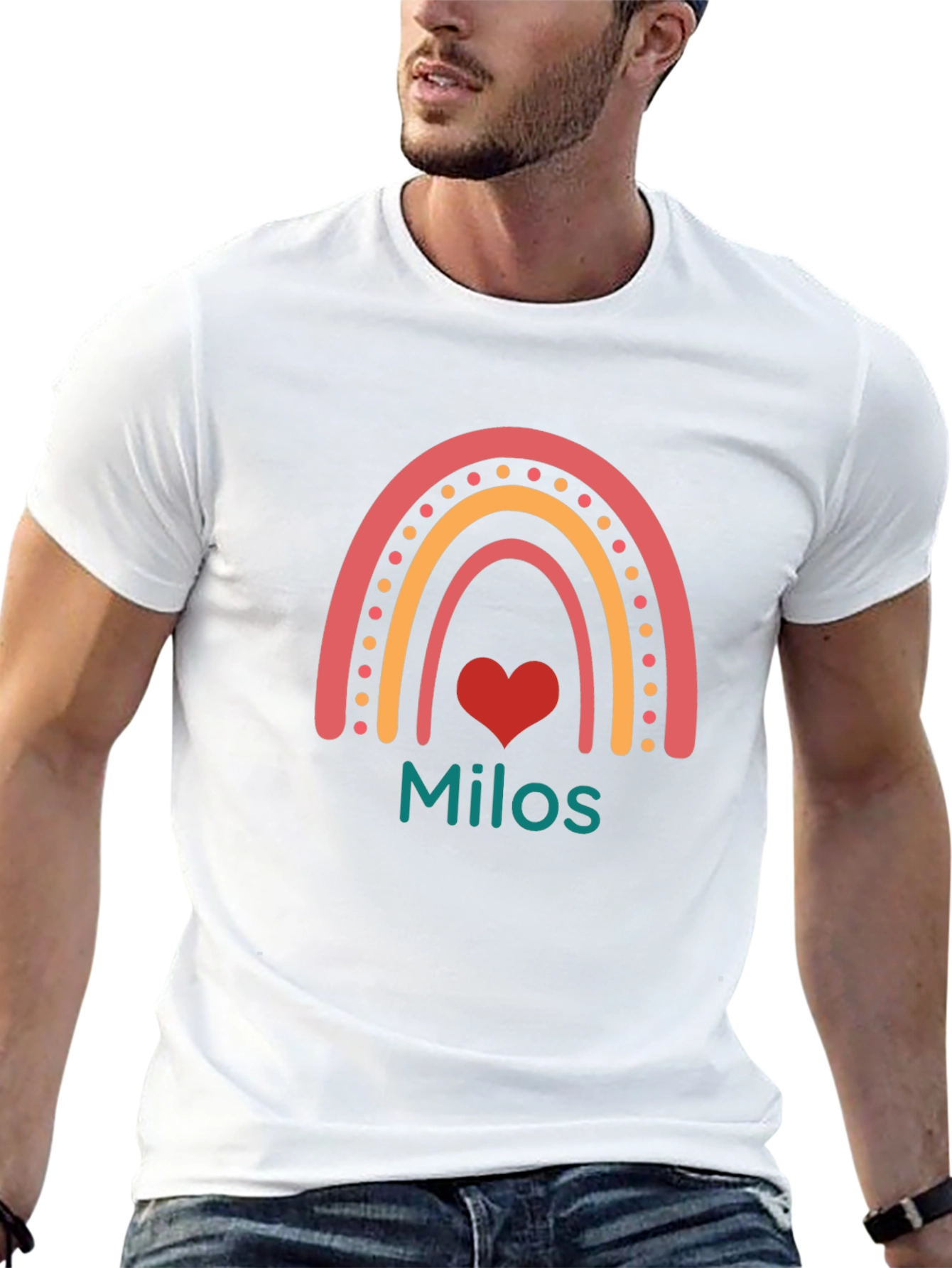 Rainbow Milos Personalized Black T-Shirt