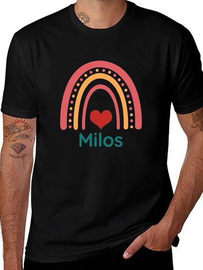 Rainbow Milos Personalized Black T-Shirt
