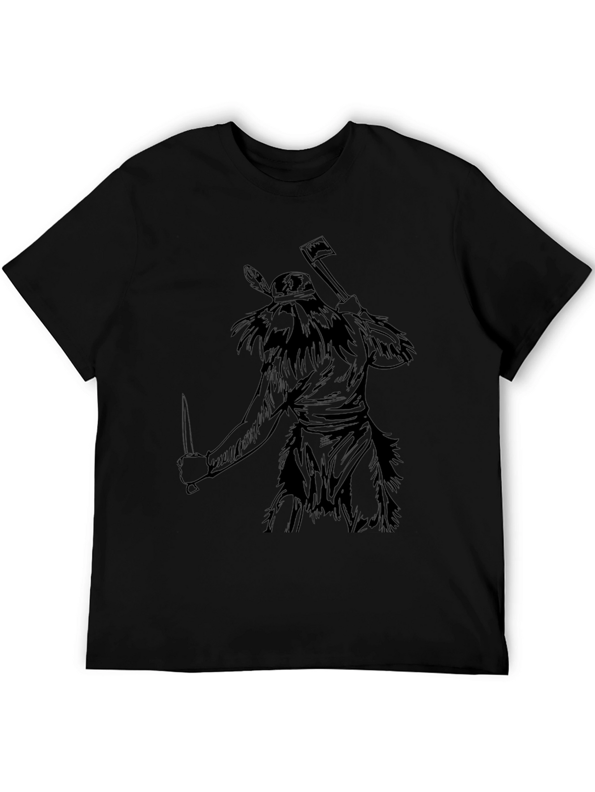 Native Warrior Graphic Tee - Black Cotton T-Shirt