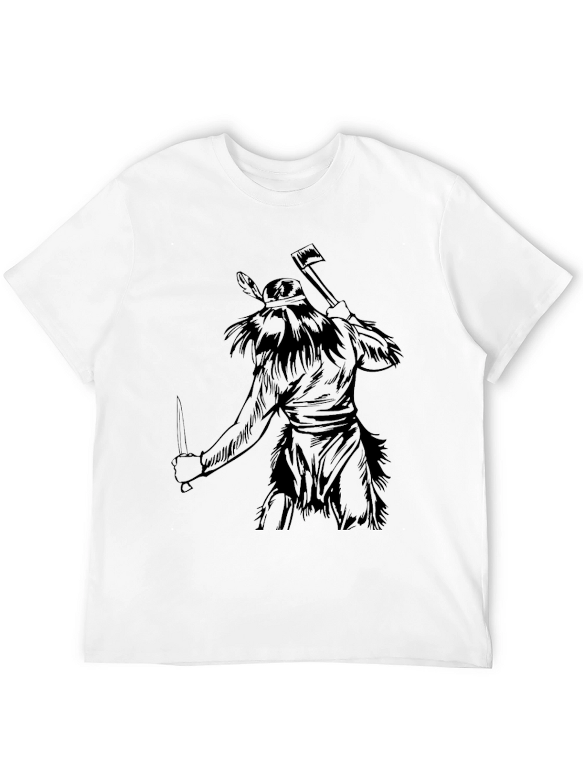 Native Warrior Graphic Tee - Black Cotton T-Shirt