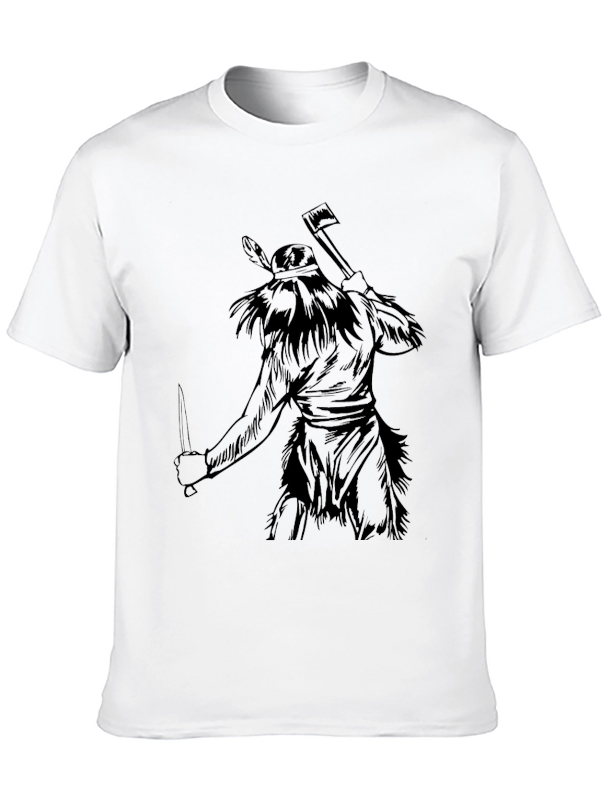 Native Warrior Graphic Tee - Black Cotton T-Shirt