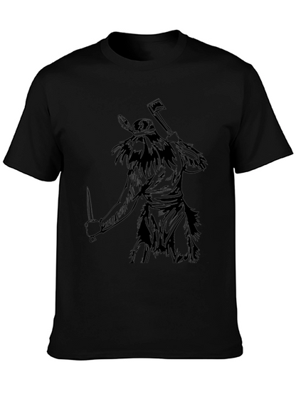 Native Warrior Graphic Tee - Black Cotton T-Shirt