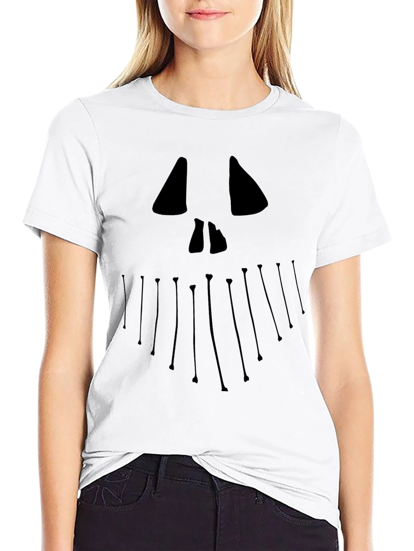 Spooky Face Graphic Tee - Halloween Style