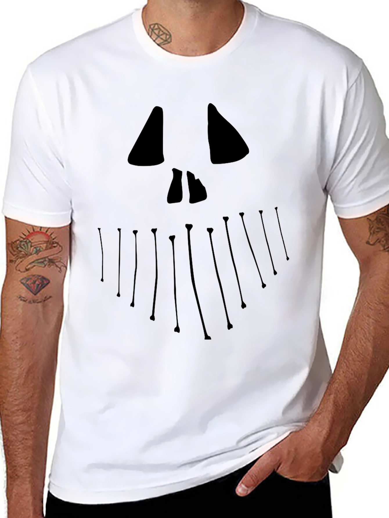 Spooky Face Graphic Tee - Halloween Style