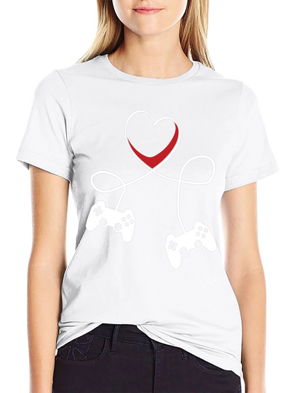 Gamer Love T-Shirt - Heart Connected Controller Design