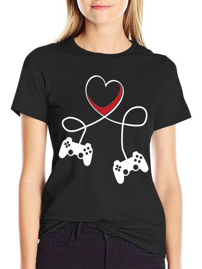 Gamer Love T-Shirt - Heart Connected Controller Design