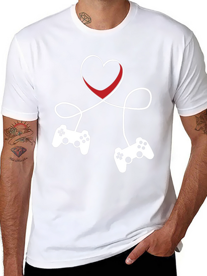 Gamer Love T-Shirt - Heart Connected Controller Design