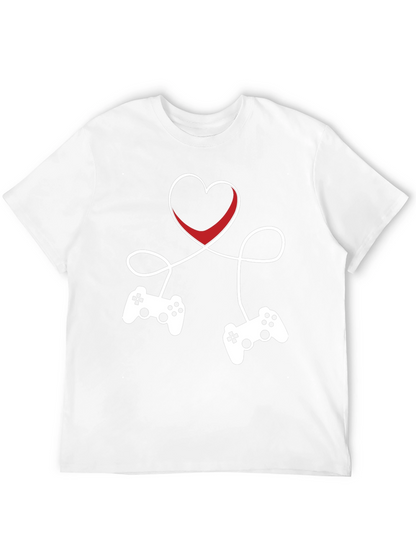 Gamer Love T-Shirt - Heart Connected Controller Design