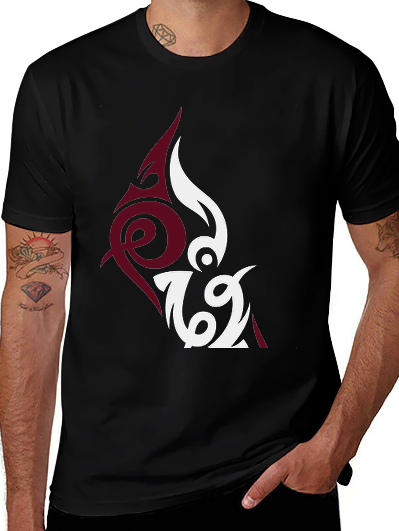 Unique Tattoo Inspired Graphic Tee - Black