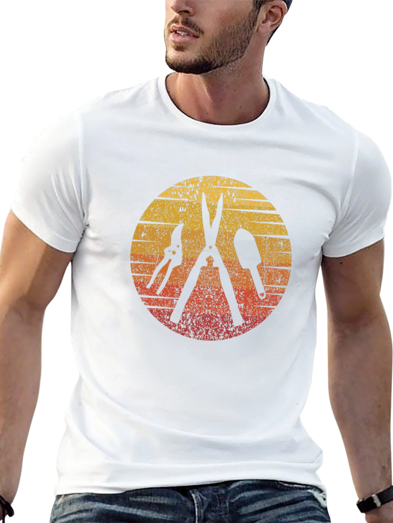 Gardening Tool Silhouette Graphic Tee - Black