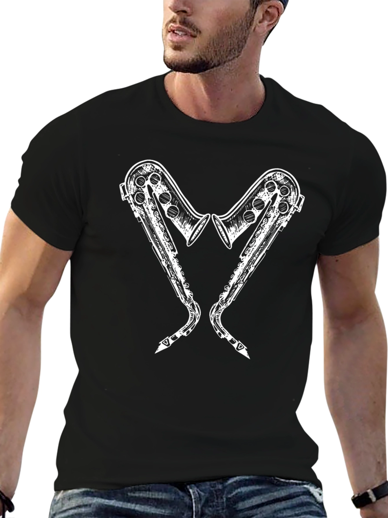 Saxophone Heart Graphic T-Shirt