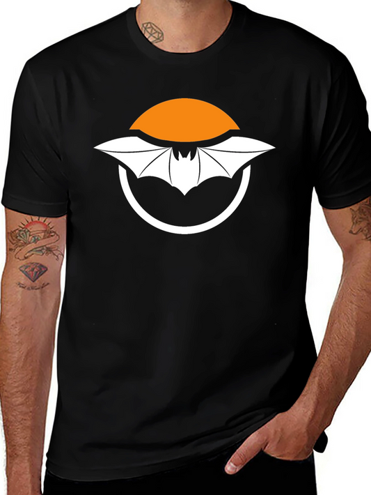 Bat & Moon Graphic Tee - Soft Black Cotton Shirt
