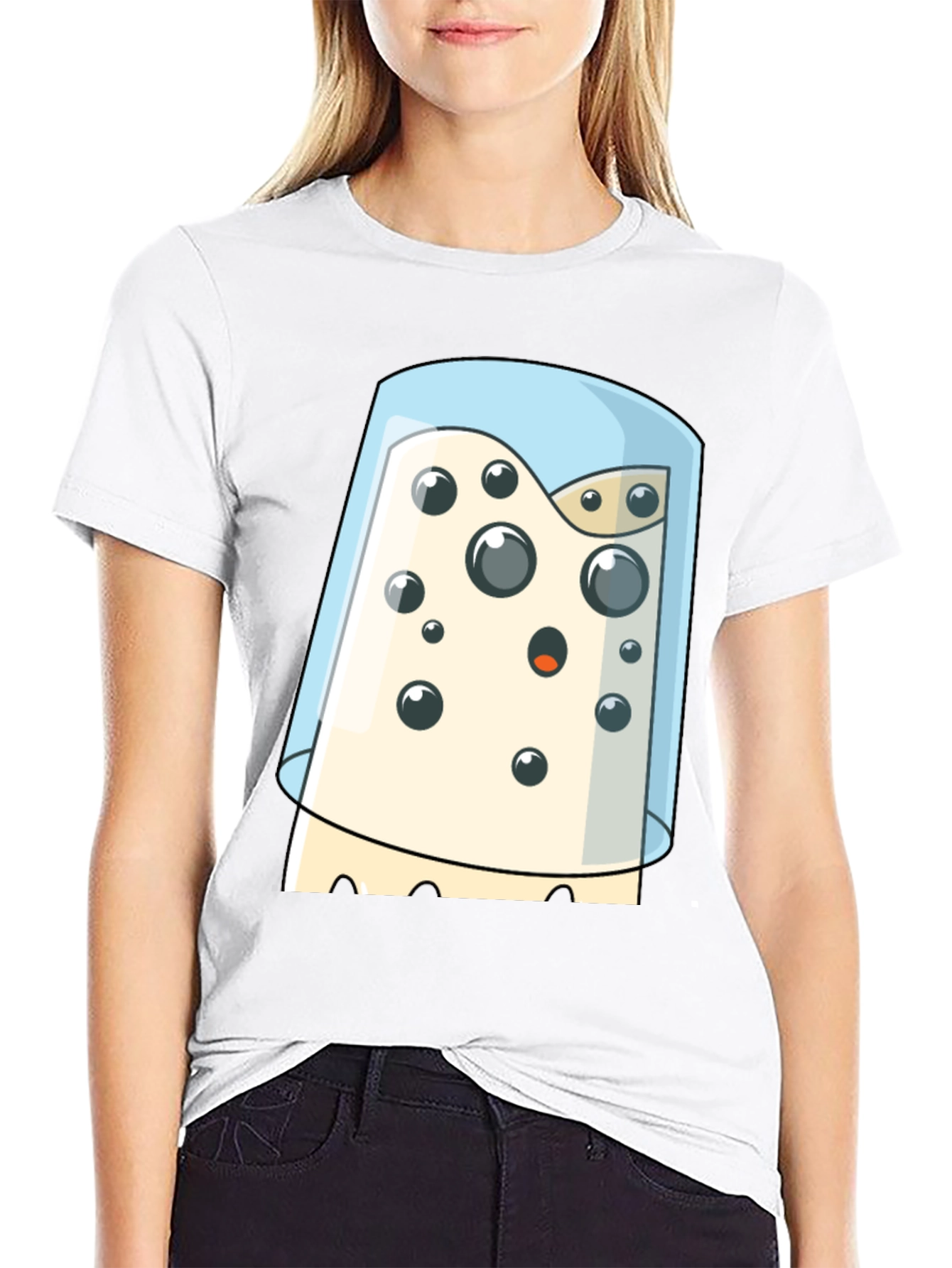 Cartoon Cheese Under Glass Graphic T-Shirt