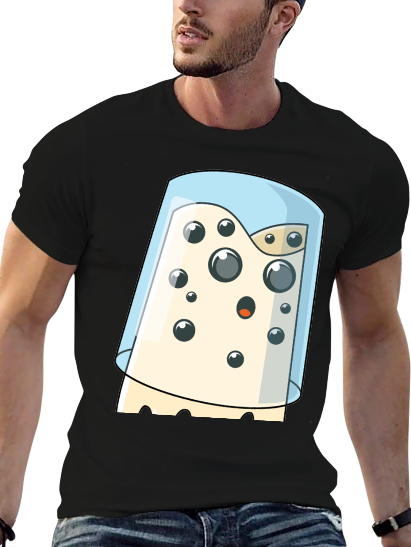 Cartoon Cheese Under Glass Graphic T-Shirt