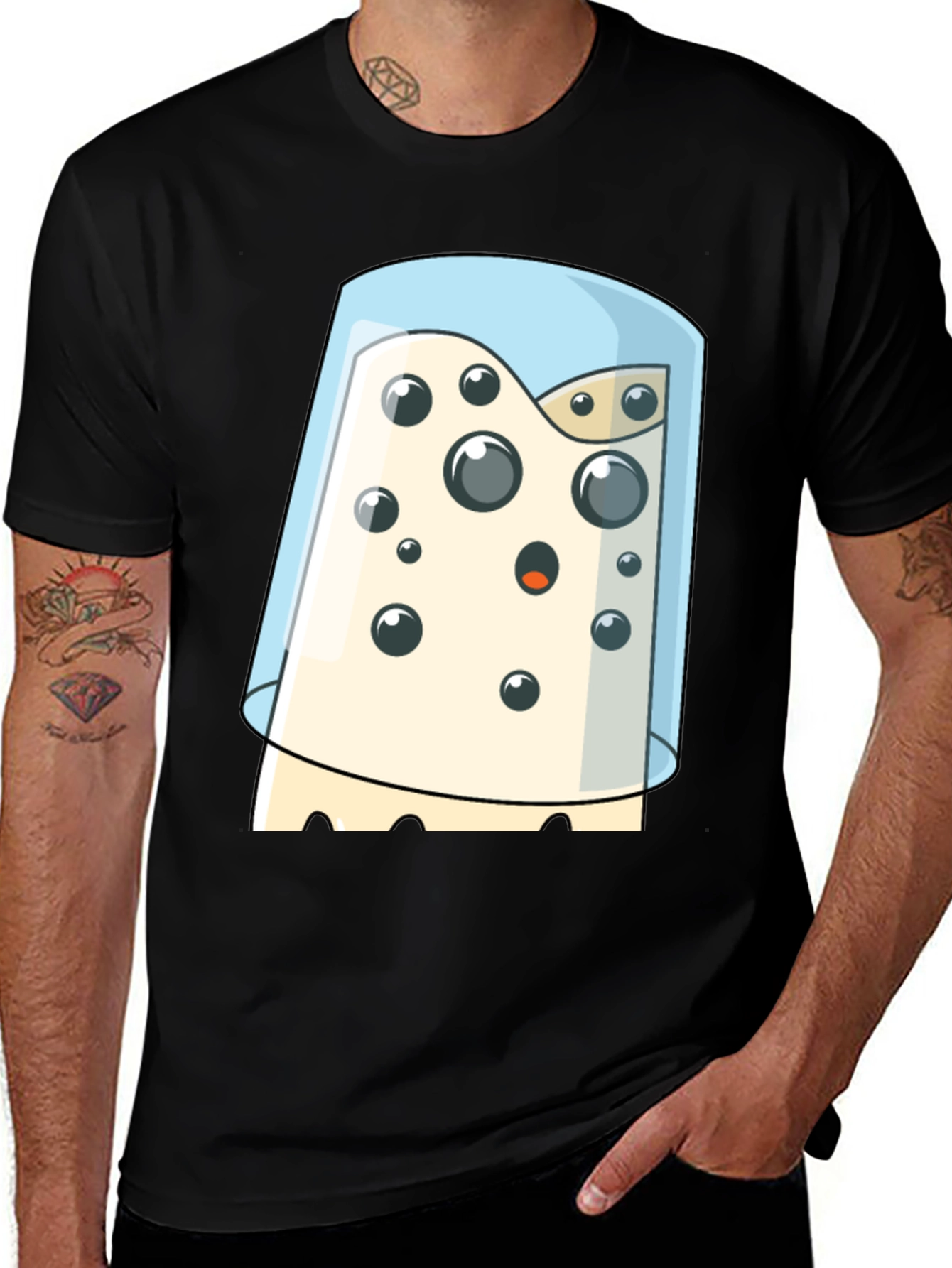 Cartoon Cheese Under Glass Graphic T-Shirt