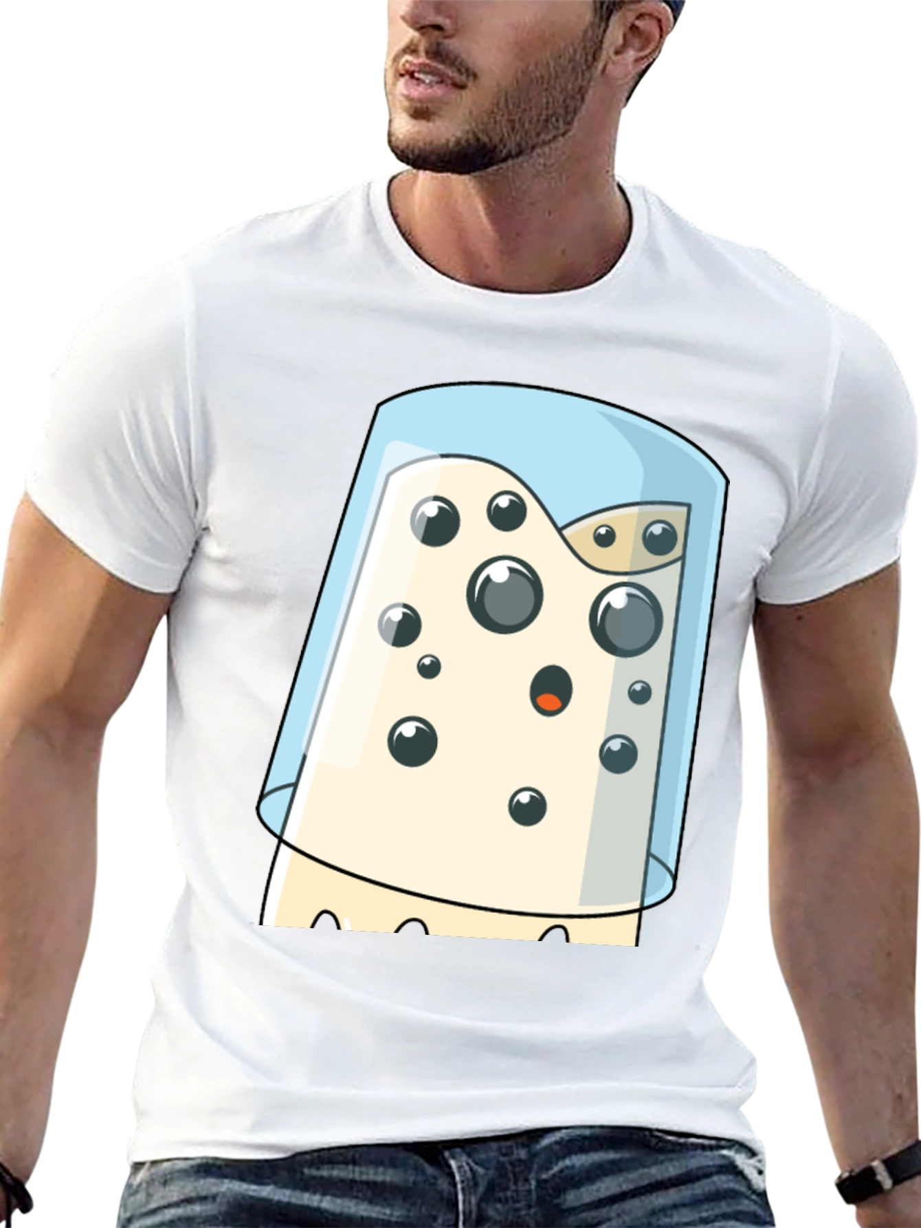 Cartoon Cheese Under Glass Graphic T-Shirt