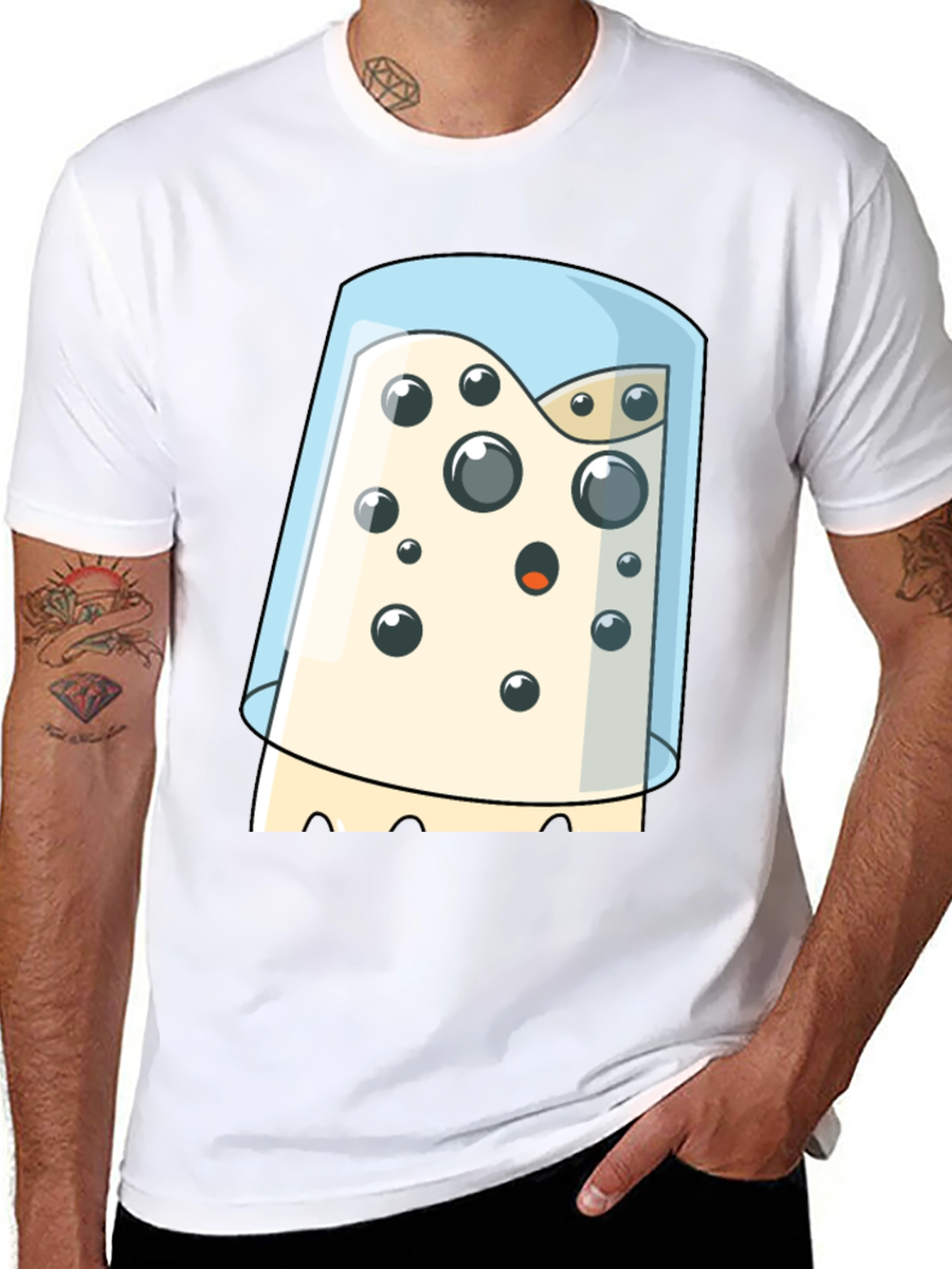 Cartoon Cheese Under Glass Graphic T-Shirt