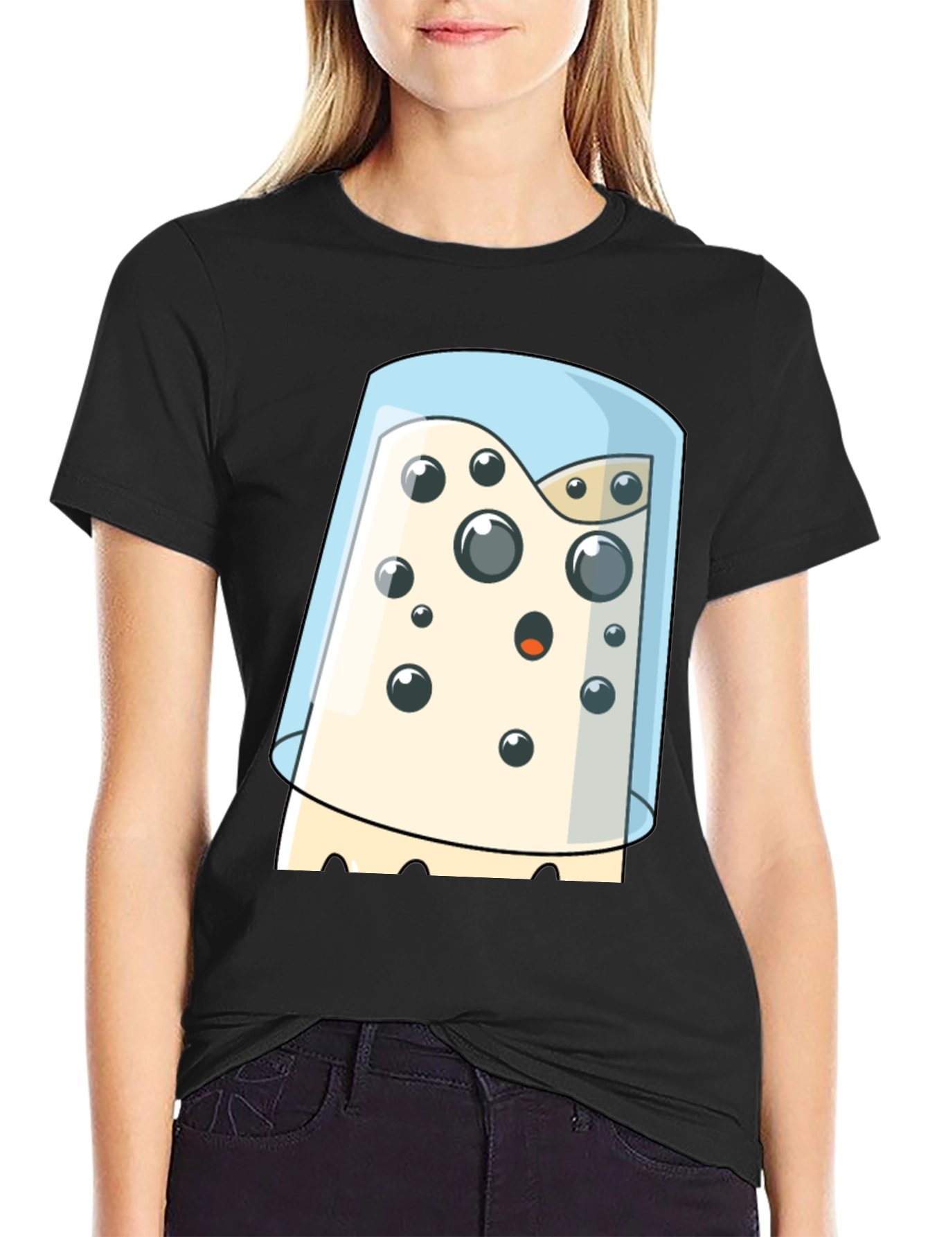 Cartoon Cheese Under Glass Graphic T-Shirt