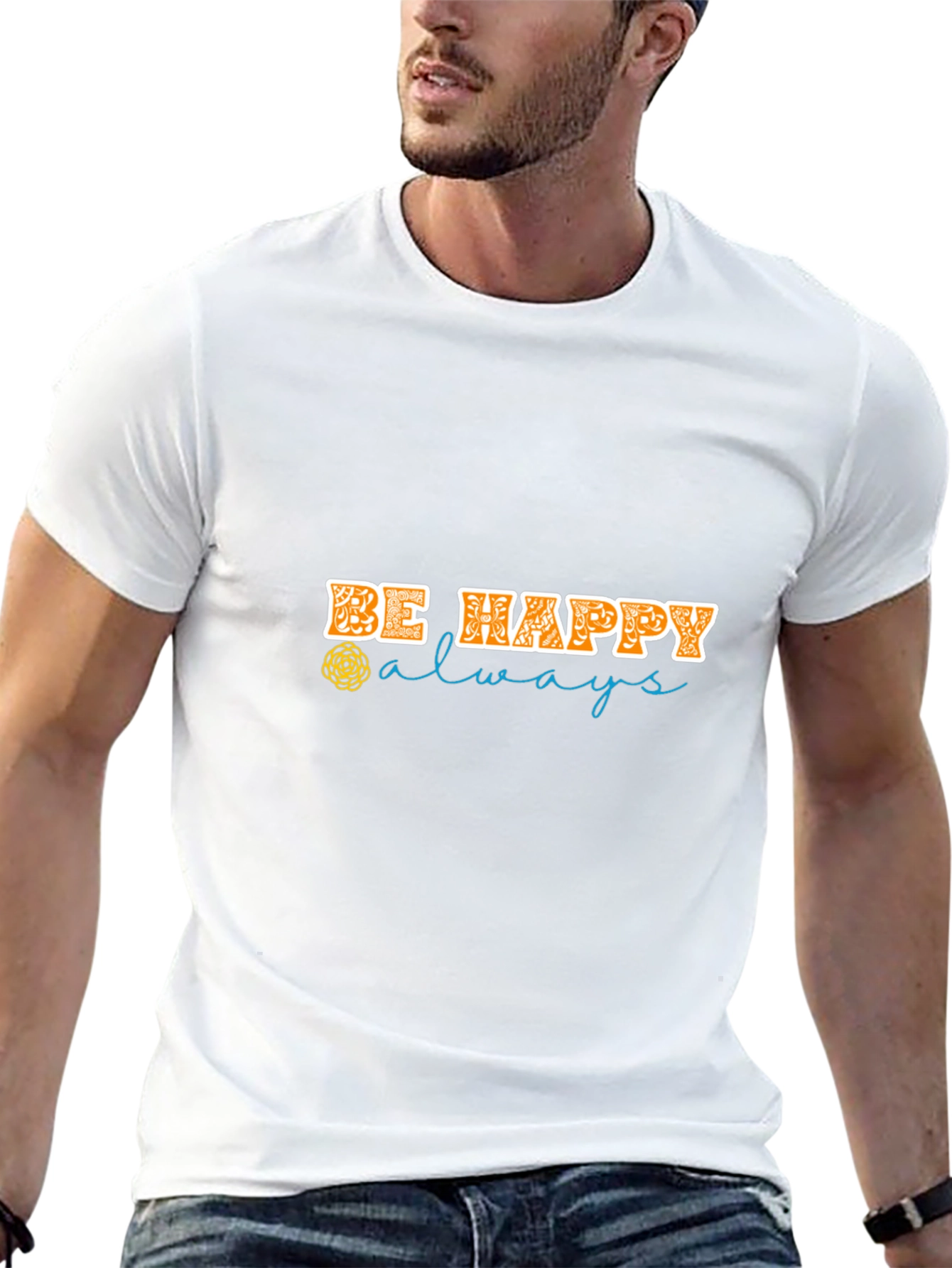 Be Happy Always Black Graphic Tee