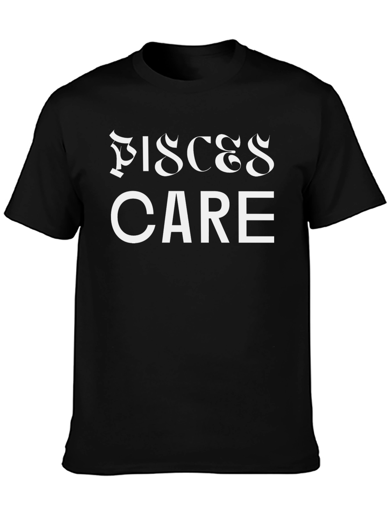 Pisces Care Graphic Print Black T-Shirt