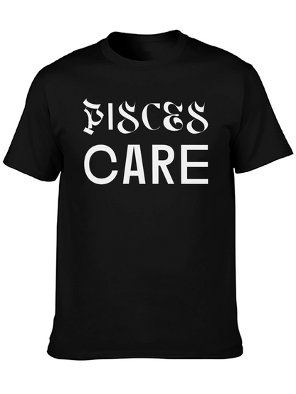 Pisces Care Graphic Print Black T-Shirt