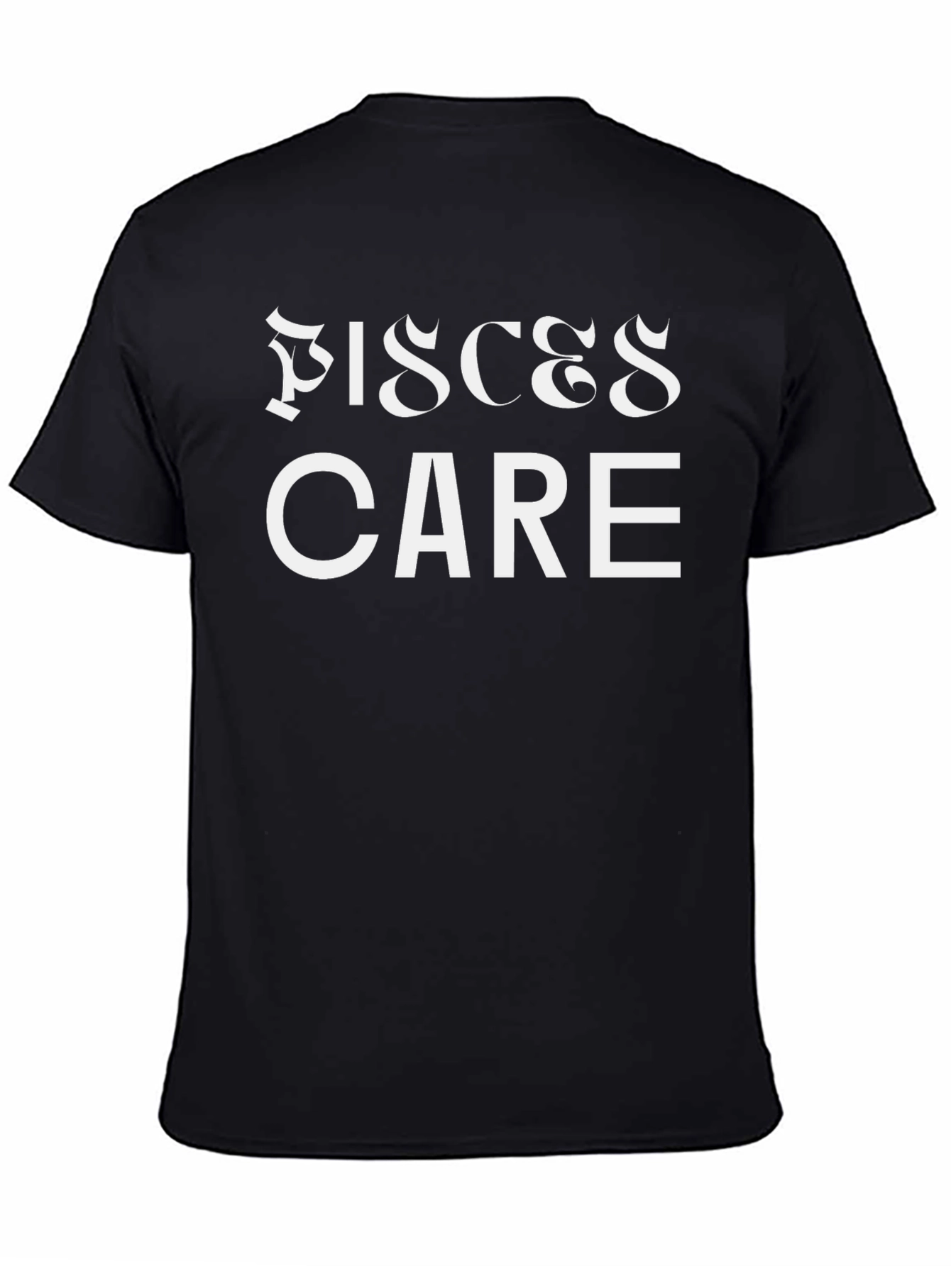 Pisces Care Graphic Print Black T-Shirt