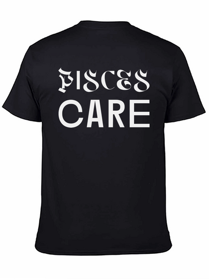 Pisces Care Graphic Print Black T-Shirt