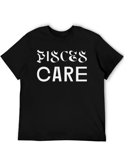 Pisces Care Graphic Print Black T-Shirt