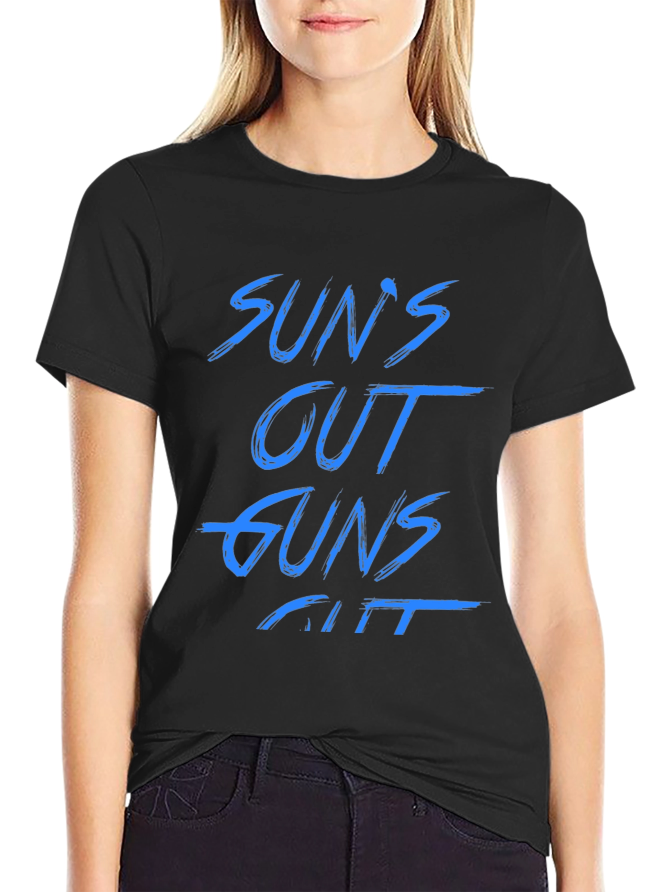 Suns Out Guns Out Black Graphic Tee