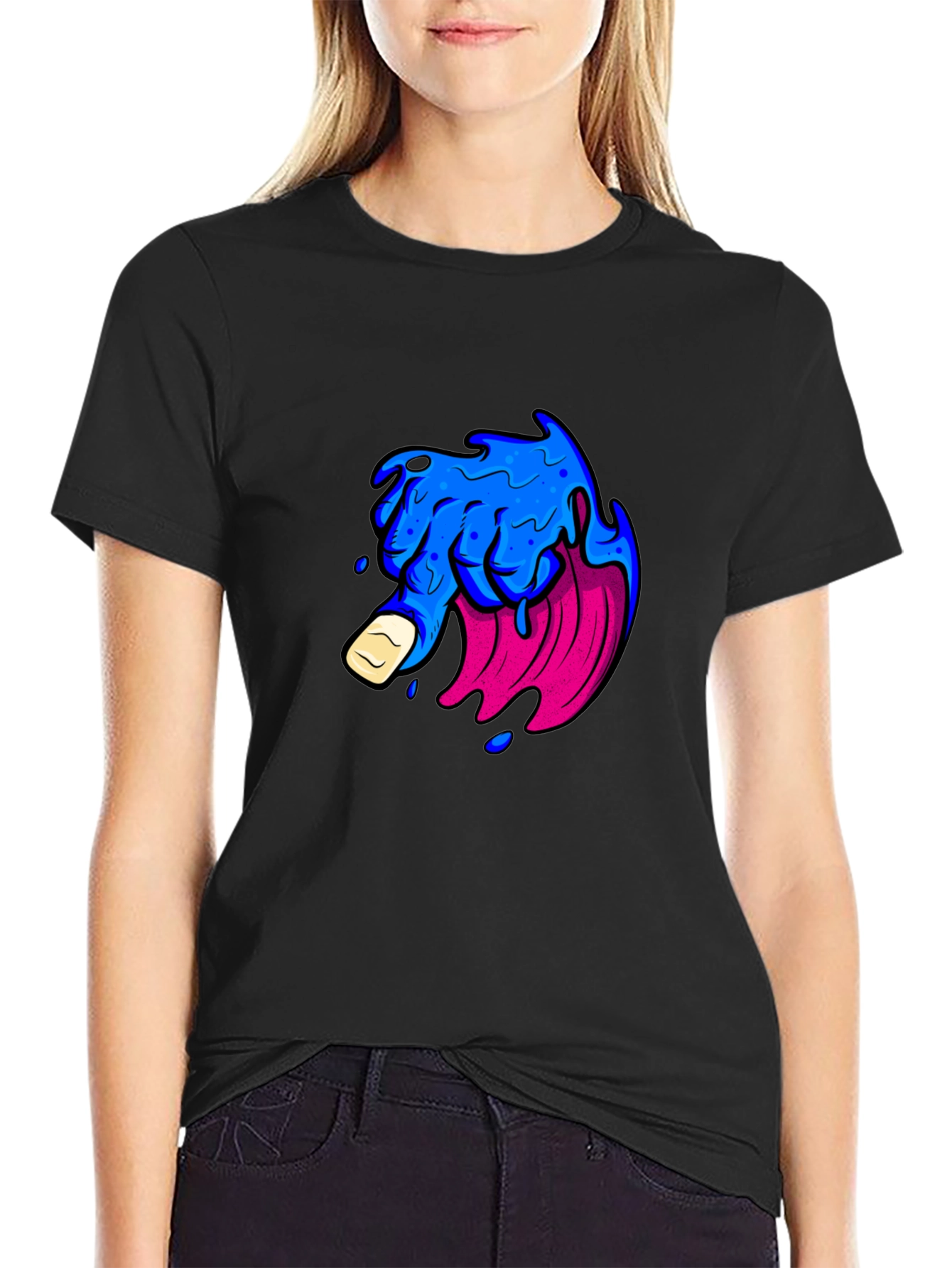 Mens Black T-Shirt with Graphic Design
