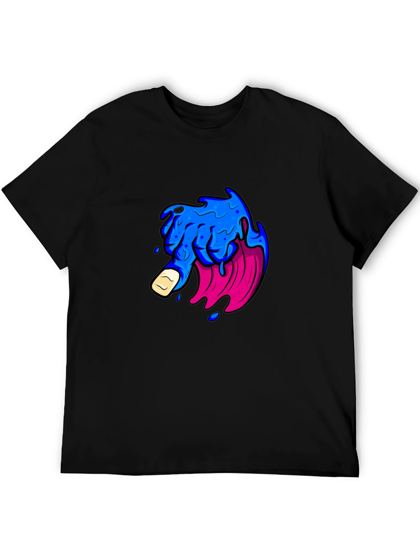 Mens Black T-Shirt with Graphic Design