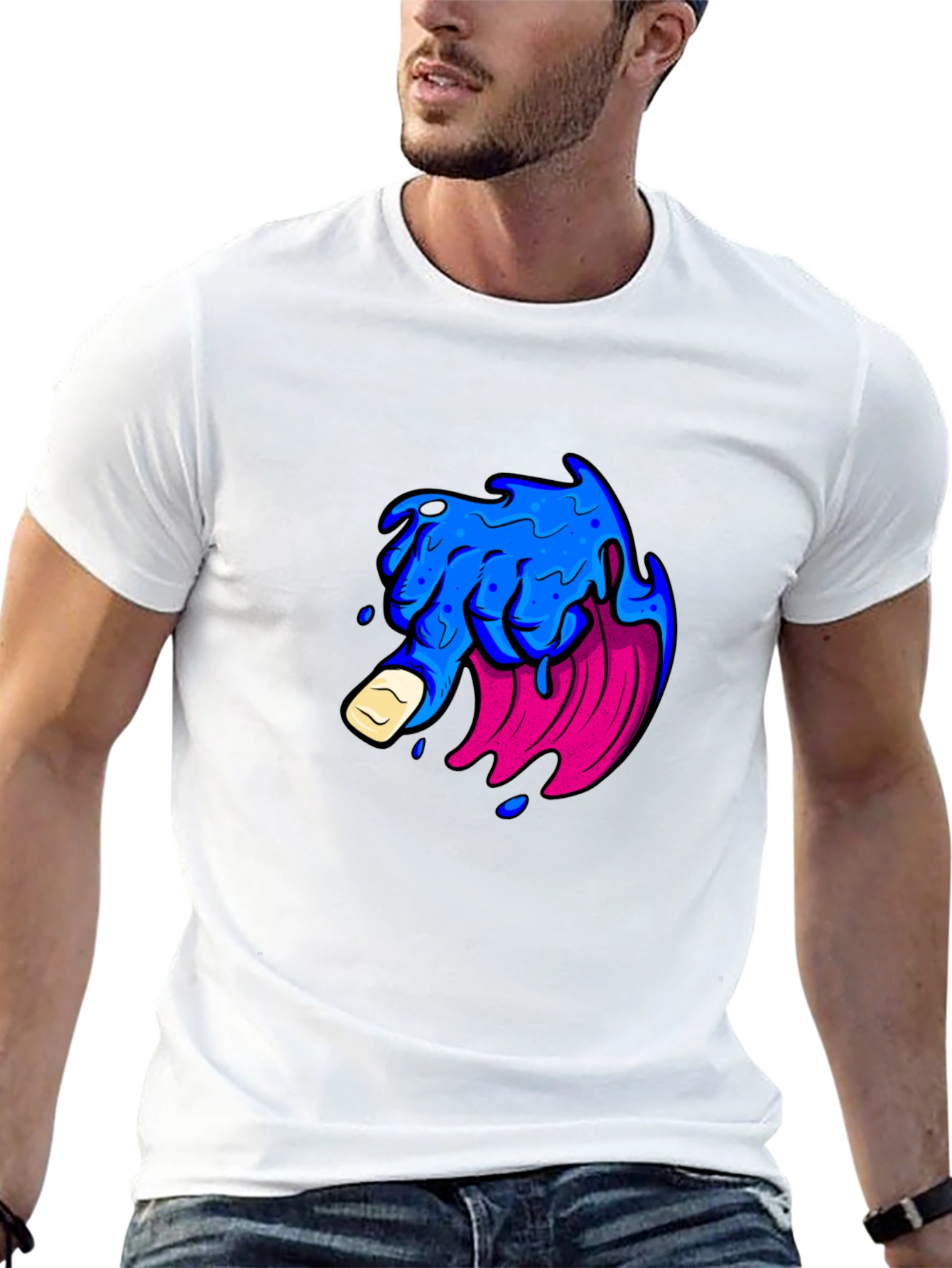 Mens Black T-Shirt with Graphic Design