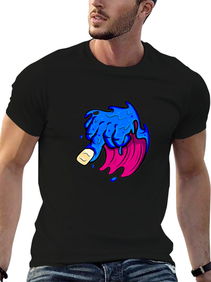 Mens Black T-Shirt with Graphic Design