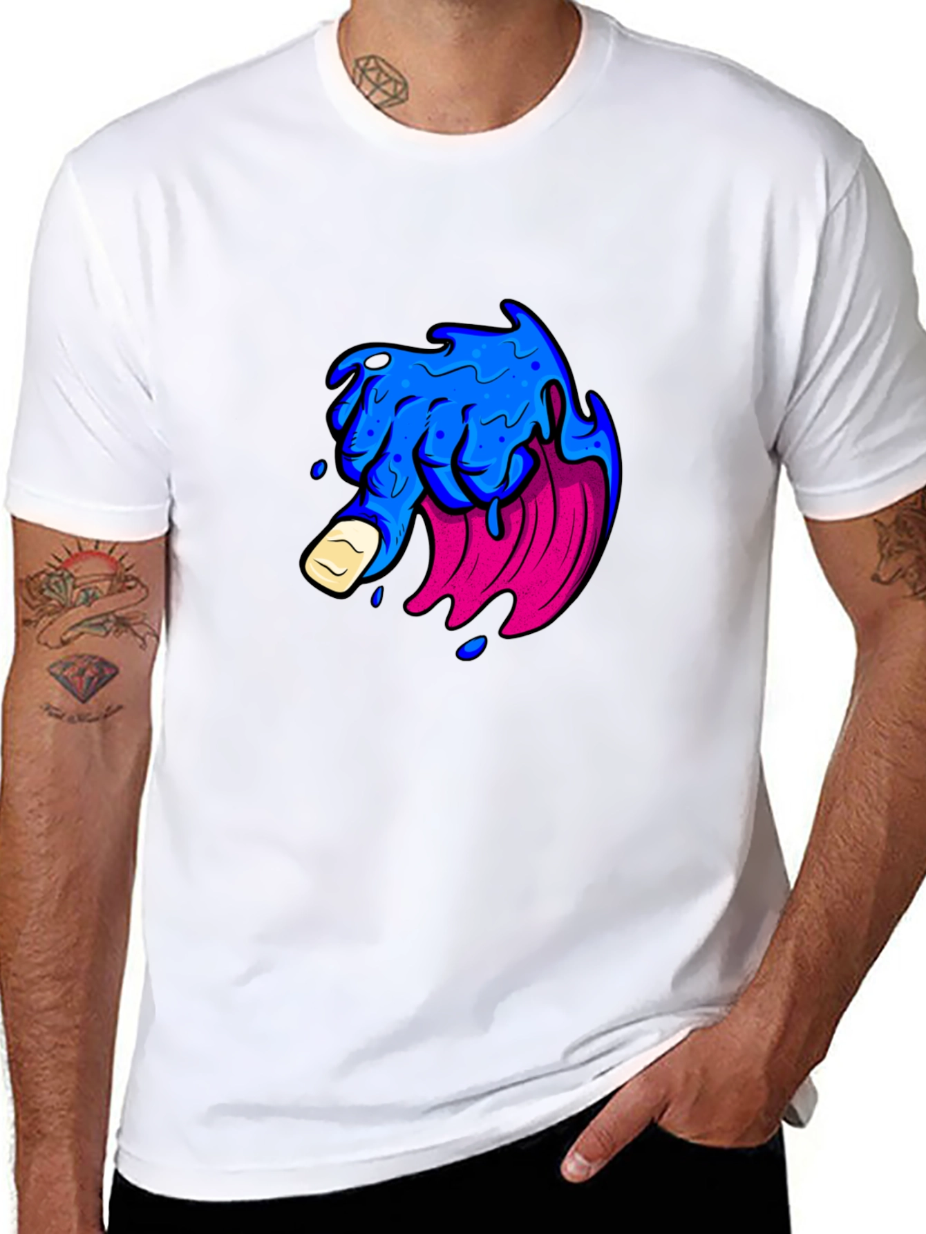 Mens Black T-Shirt with Graphic Design
