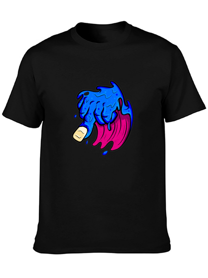 Mens Black T-Shirt with Graphic Design