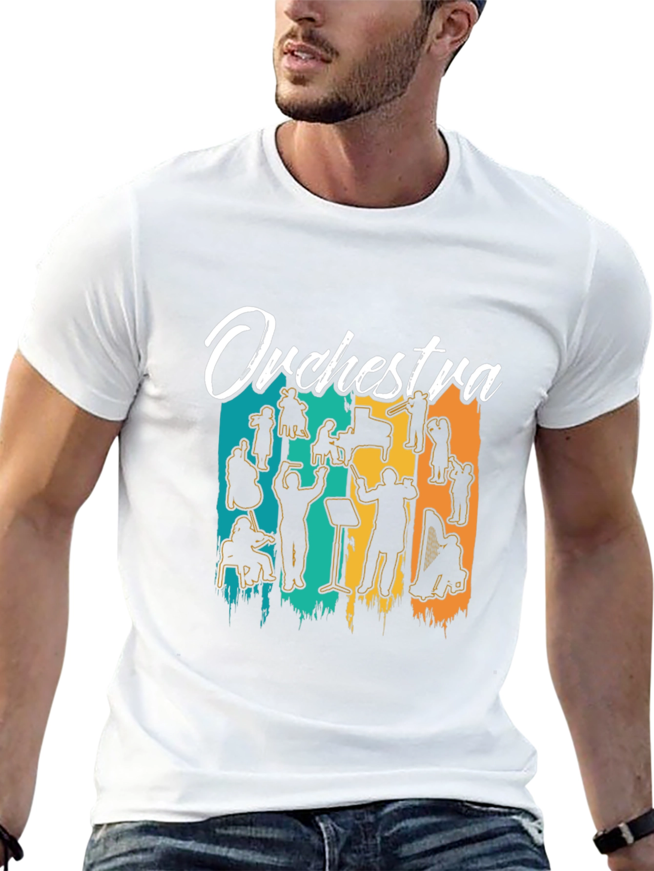 Orchestra Silhouette Graphic Print Black T-Shirt