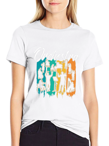 Orchestra Silhouette Graphic Print Black T-Shirt