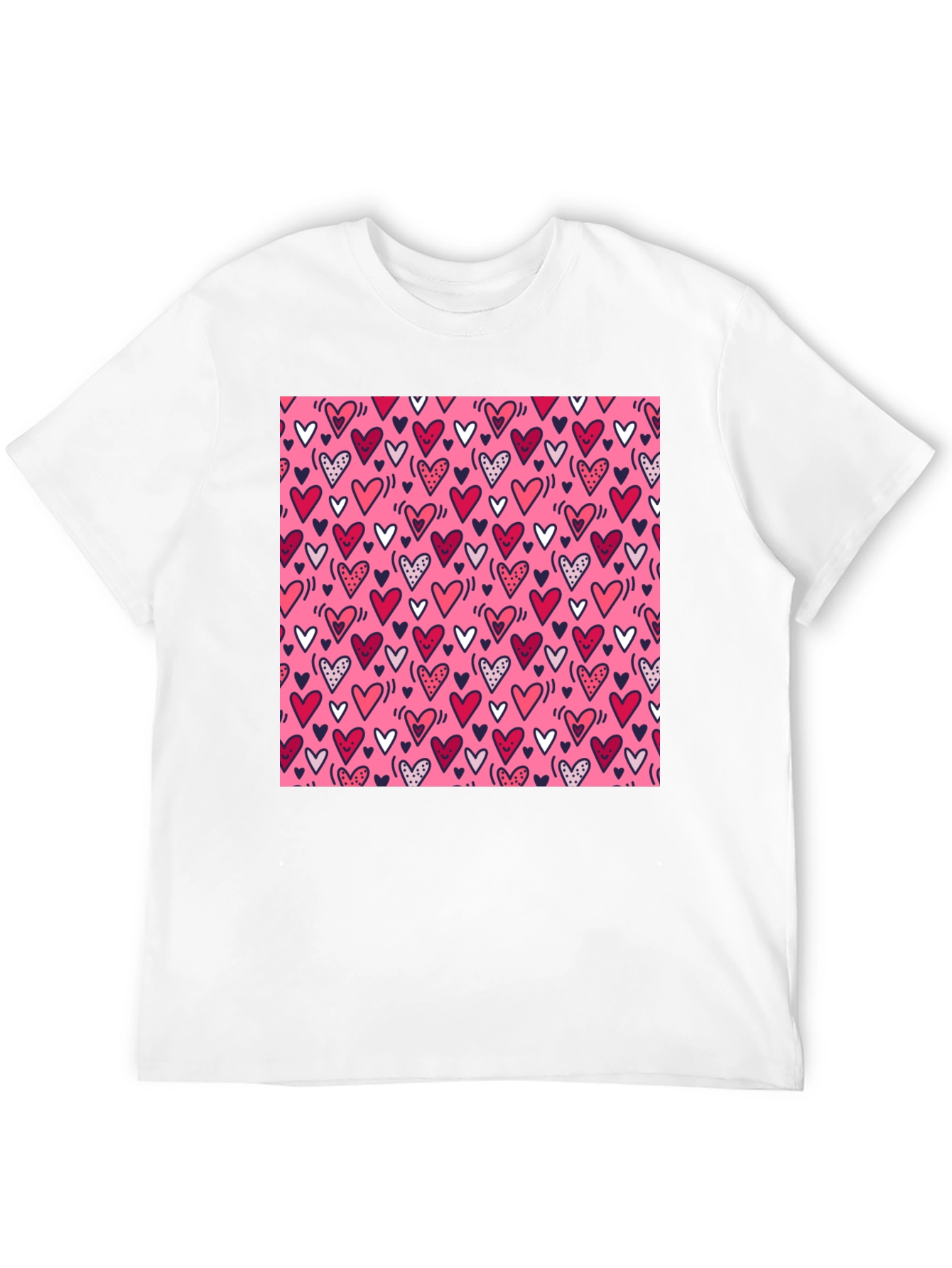 Heart Print Tee - Black Crew Neck T-Shirt