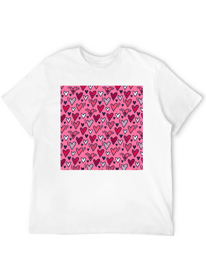 Heart Print Tee - Black Crew Neck T-Shirt