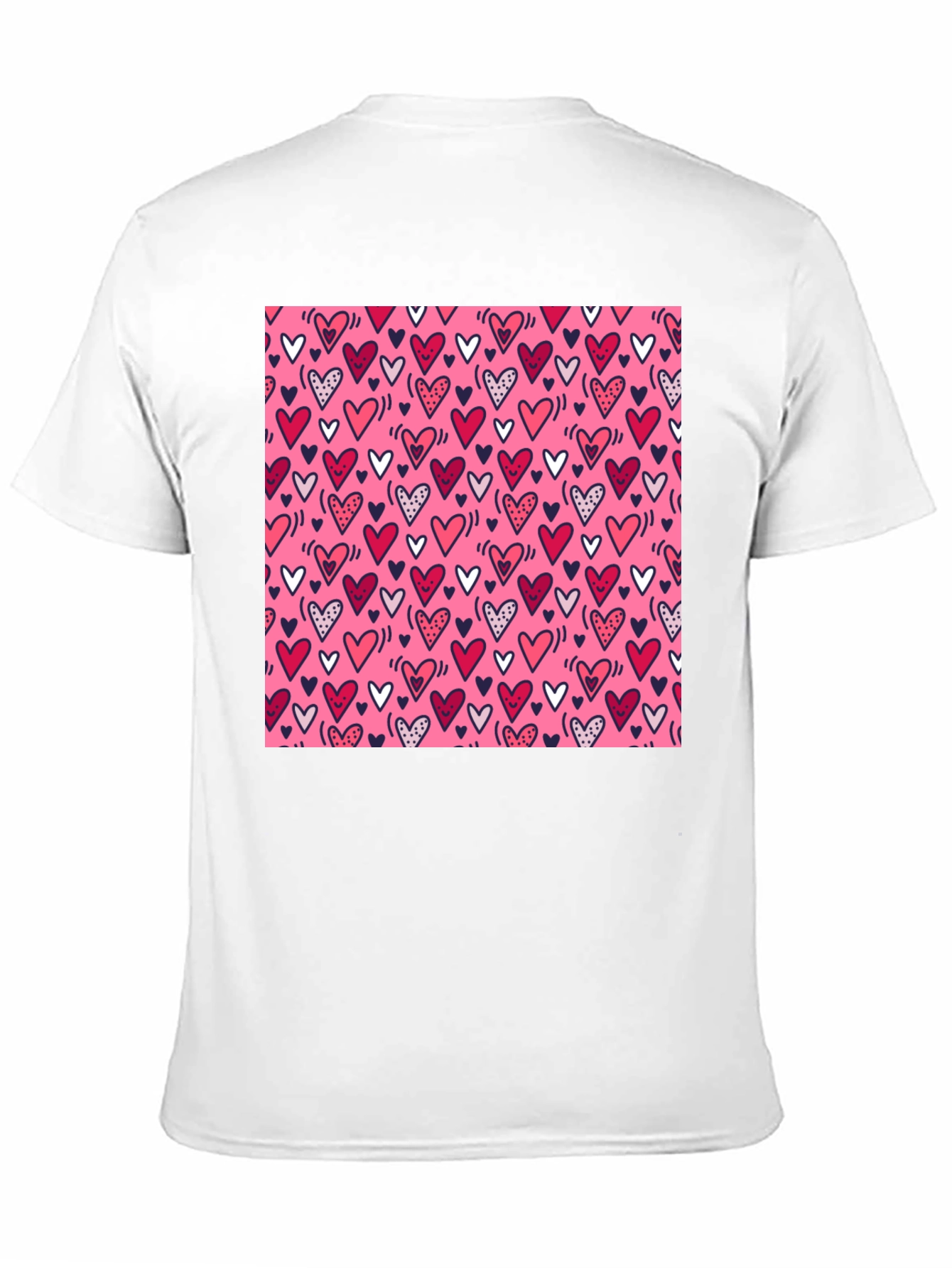 Heart Print Tee - Black Crew Neck T-Shirt