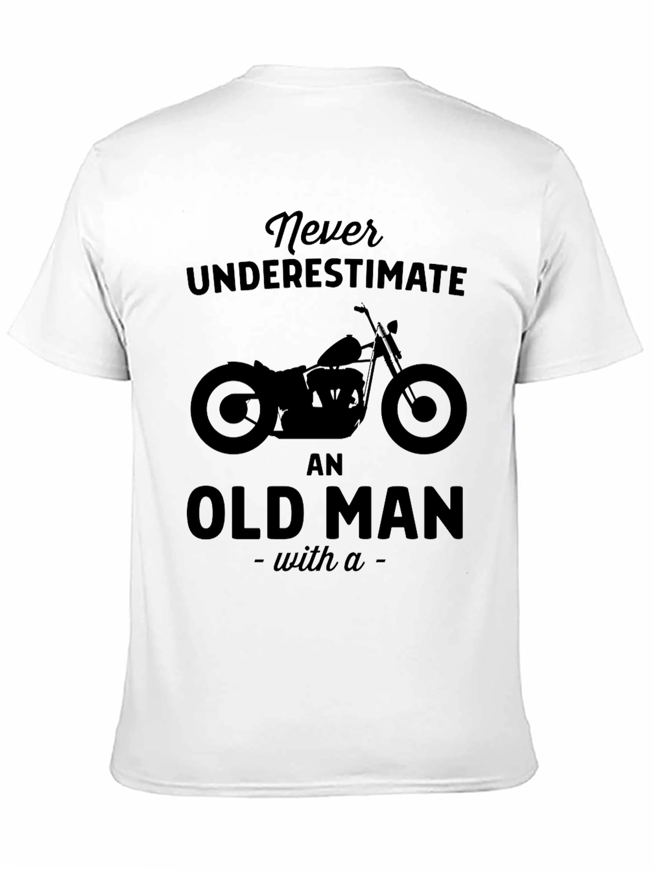 Never Underestimate Old Man Motorcycle Graphic T-Shirt