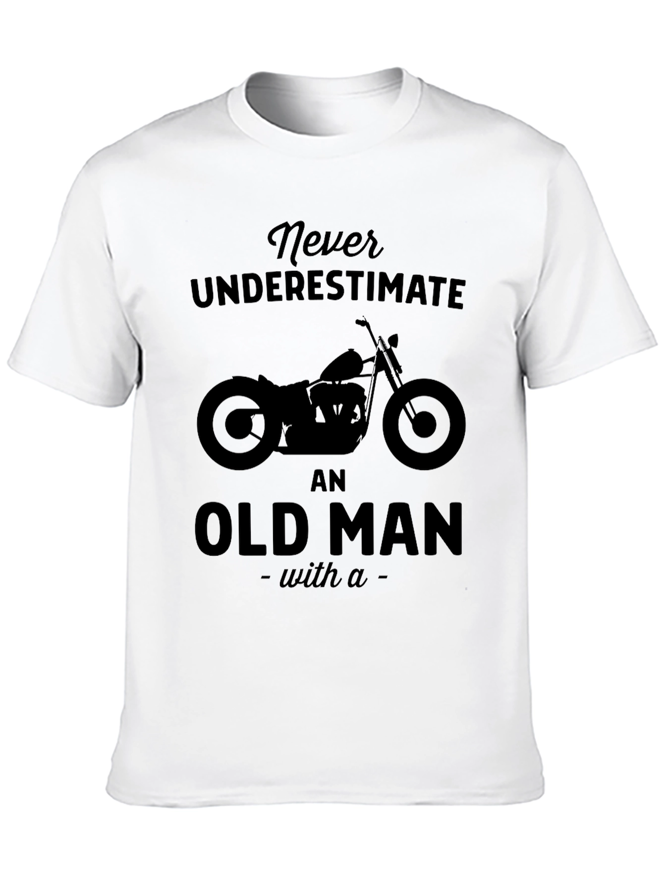 Never Underestimate Old Man Motorcycle Graphic T-Shirt