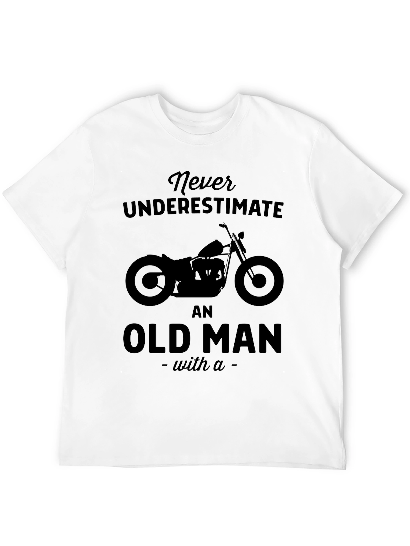 Never Underestimate Old Man Motorcycle Graphic T-Shirt