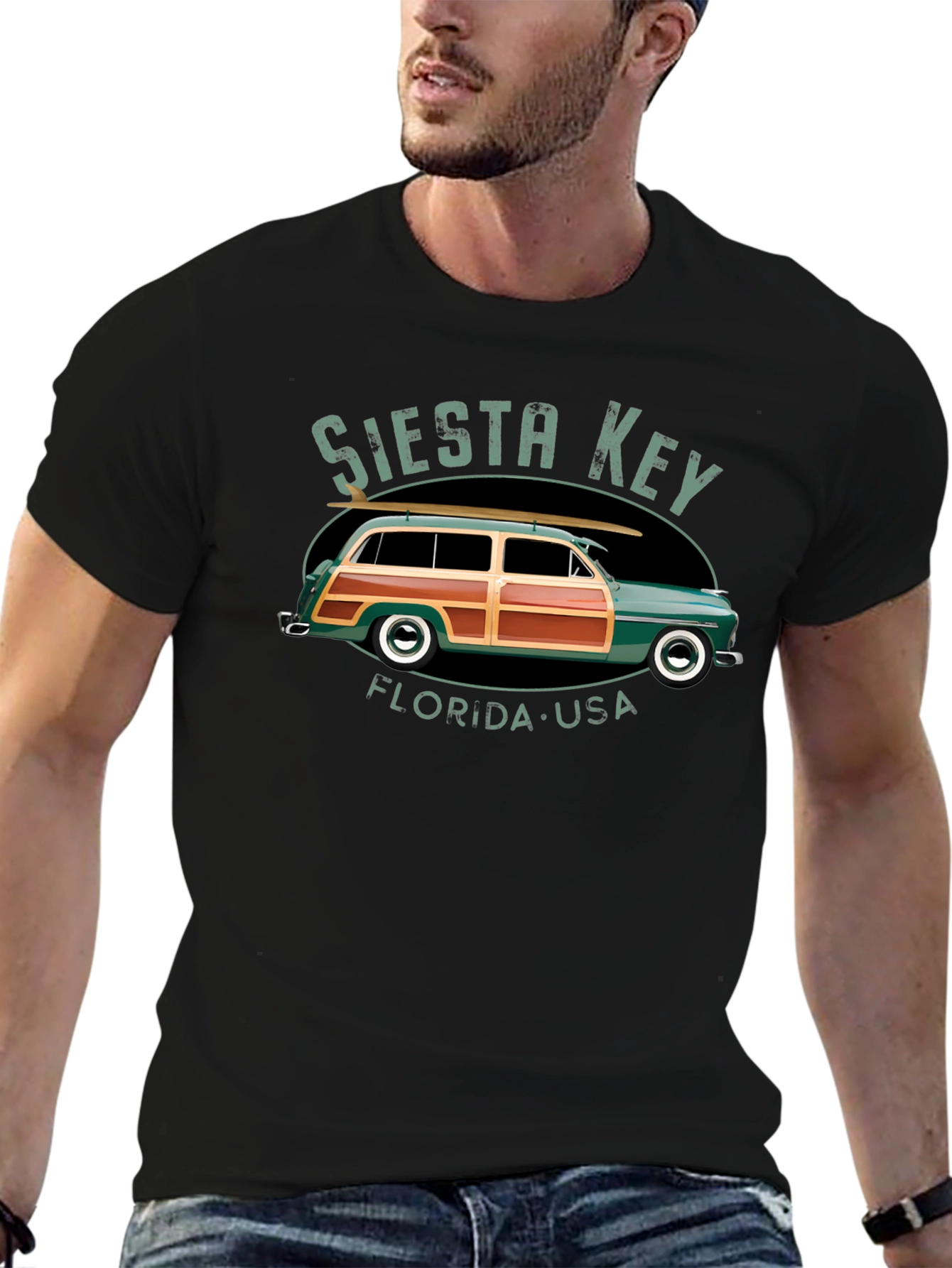 Siesta Key Car T-Shirt - Retro Surf Tee